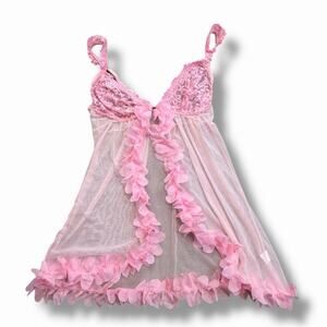 Barbie core Pink Frilly Sheer Mesh Slip Top Size XL